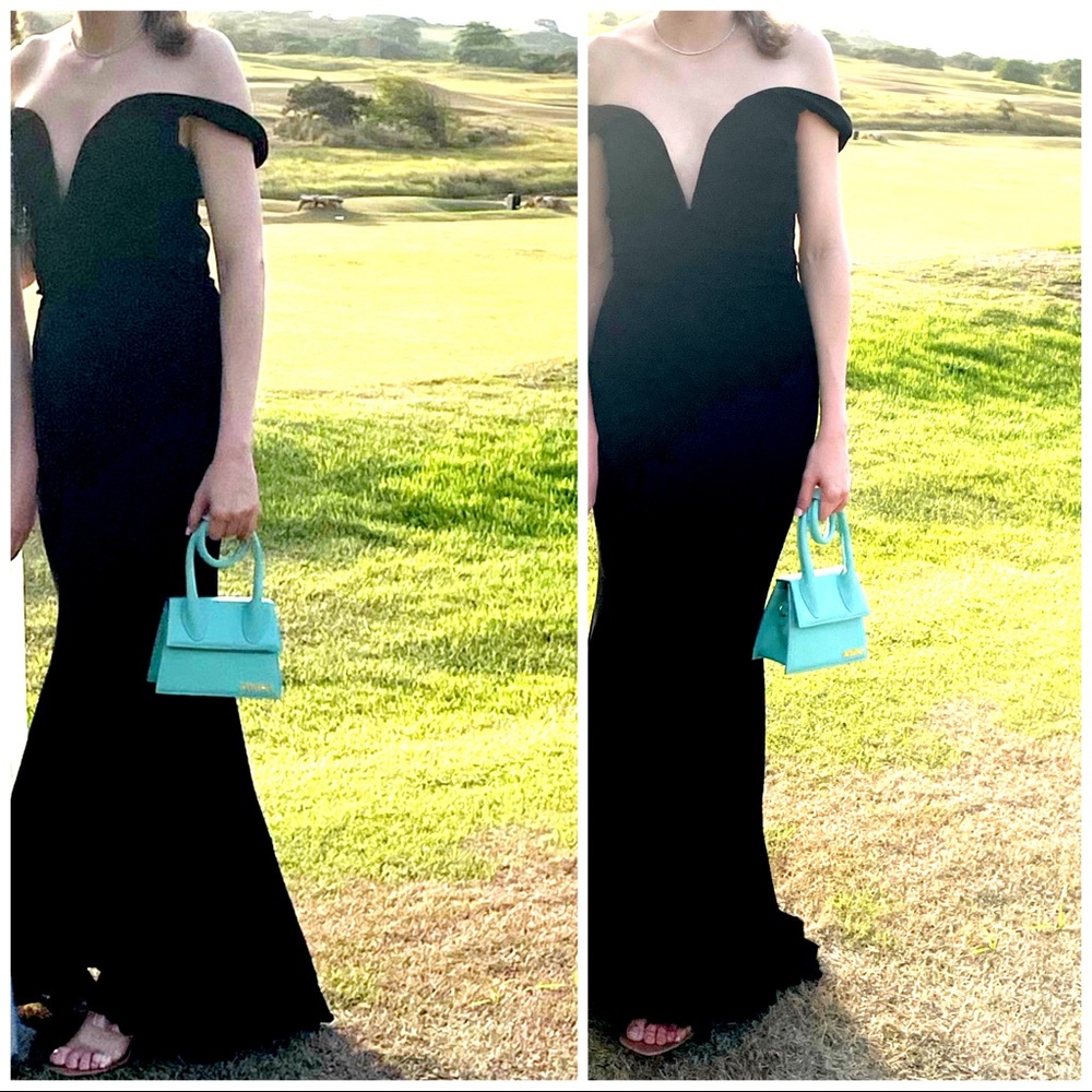 Elegant Black Off-Shoulder Evening Gown
